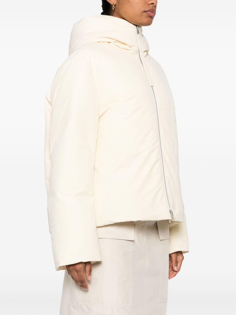 Jil Sander Donsjack met trechterhals Beige