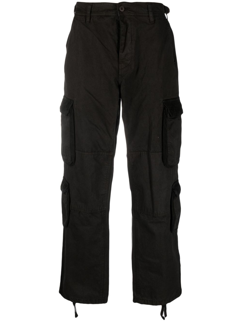 AMISH straight-leg cotton cargo trousers - Black