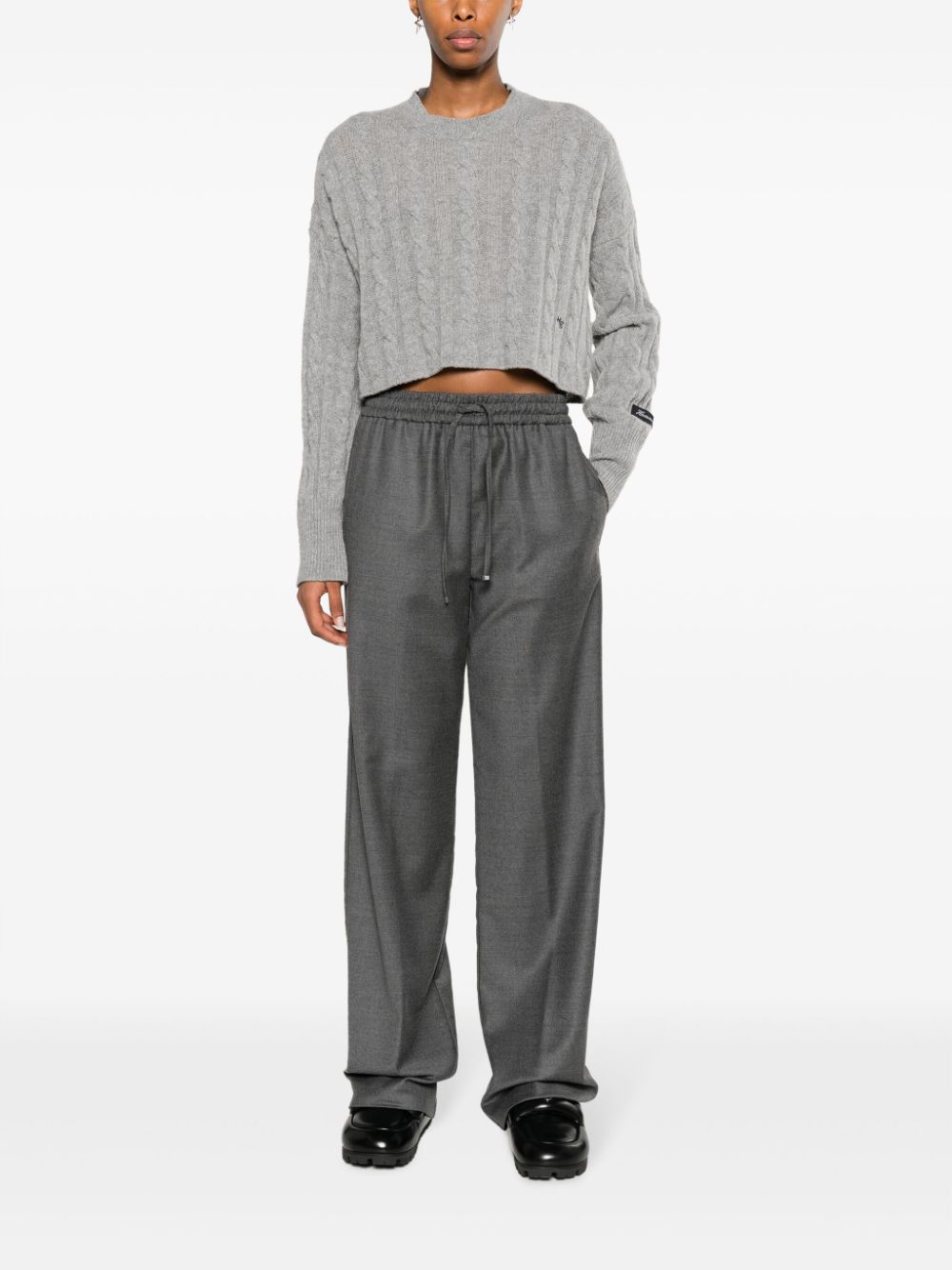 DONDUP straight-leg wool drawstring trousers - Grijs