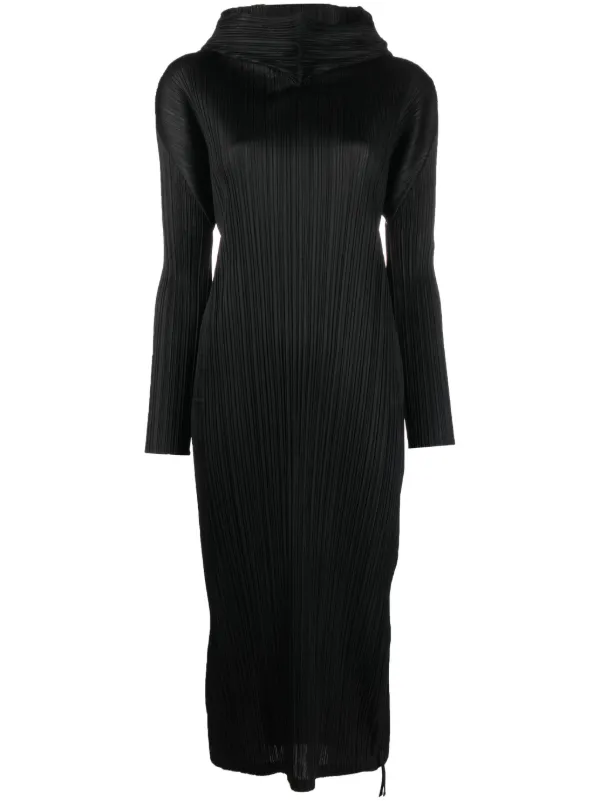 Pleats Please Issey Miyake high-neck Pleated Dress | Black | FARFETCH 