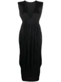 Pleats Please Issey Miyake plissé V-neck midi dress - Black