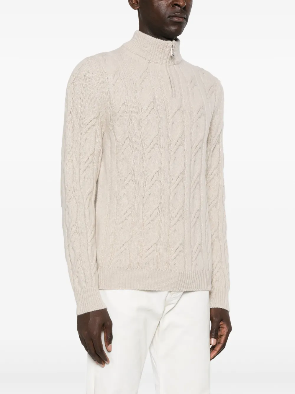 Shop Fedeli Chunky-knit Wool-blend Jumper In Neutrals