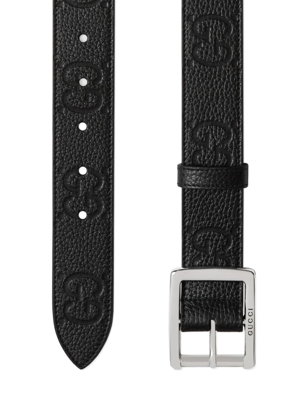 Shop Gucci Gg-debossed Leather Belt In Black