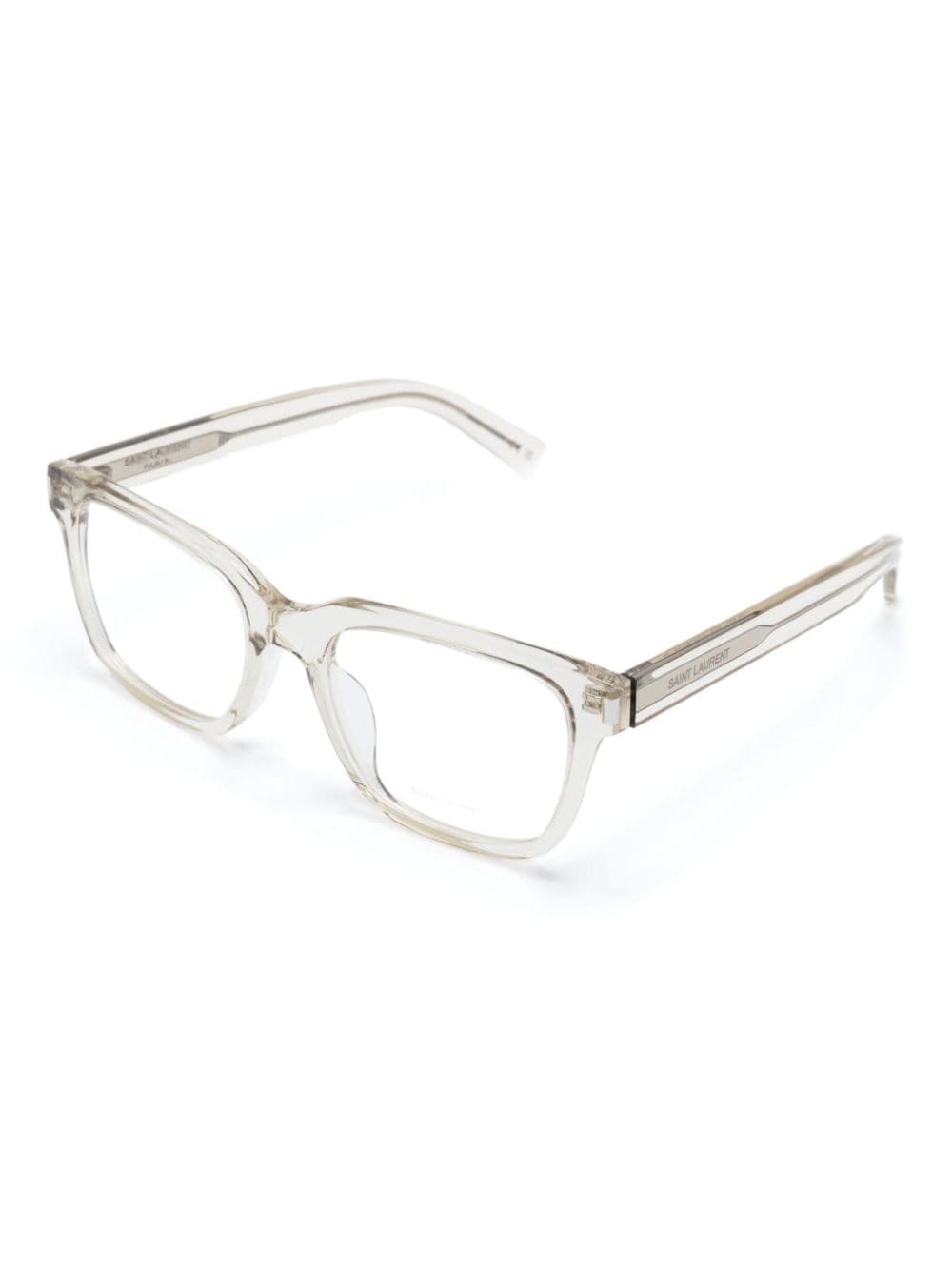 Shop Saint Laurent Transparent Rectangle-frame Glasses In Neutrals