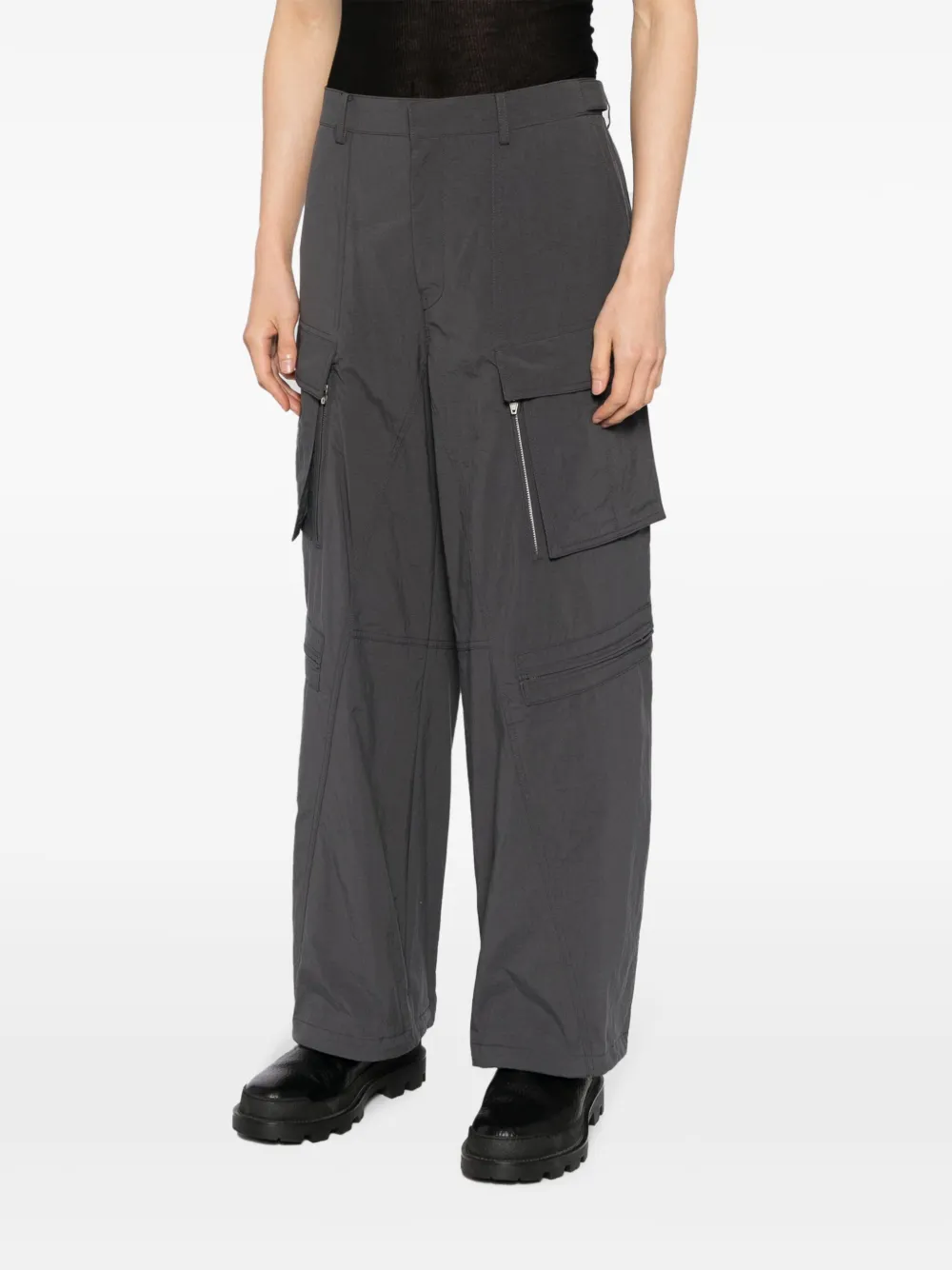 Shop Juunj Wide-leg Cargo Trousers In Grey