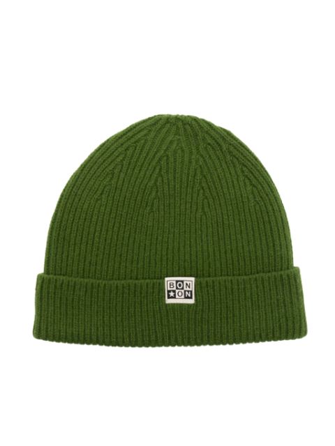 Bonton gorro tejido de canalé con parche del logo