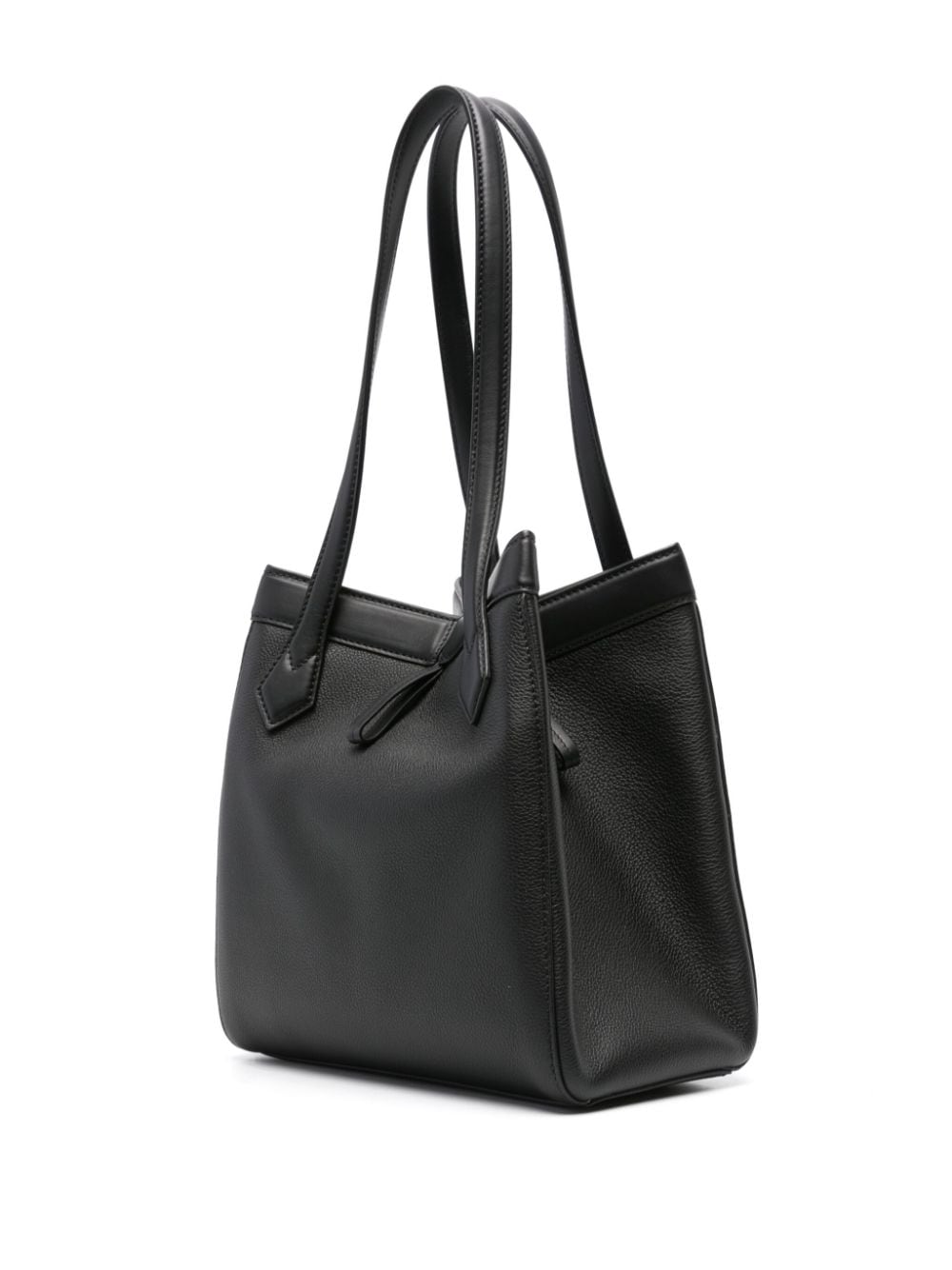 Shop Fendi Origami Leather Shoulder Bag In Schwarz