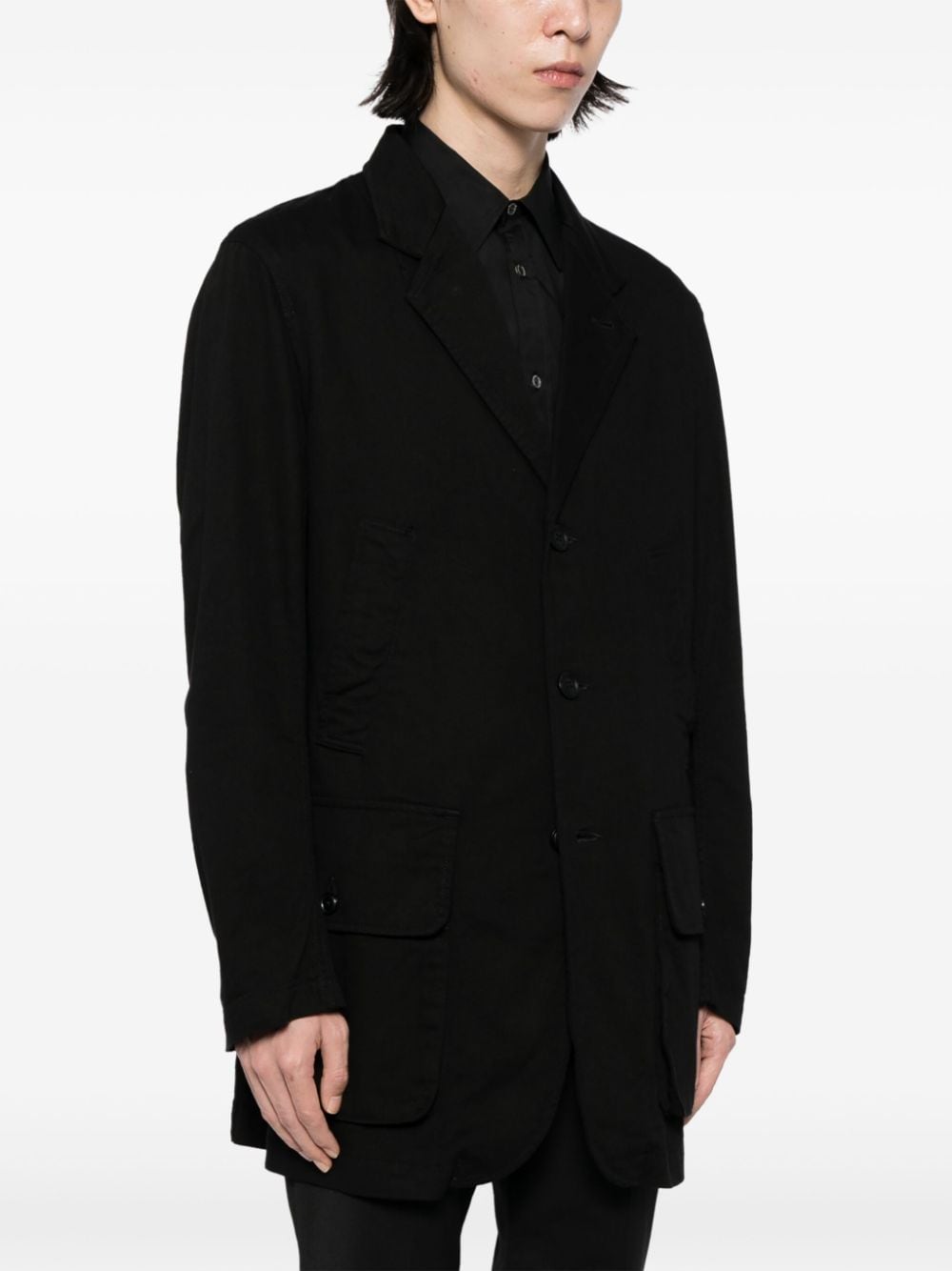 Shop Yohji Yamamoto Drill Single-breasted Twill Jacket In Black