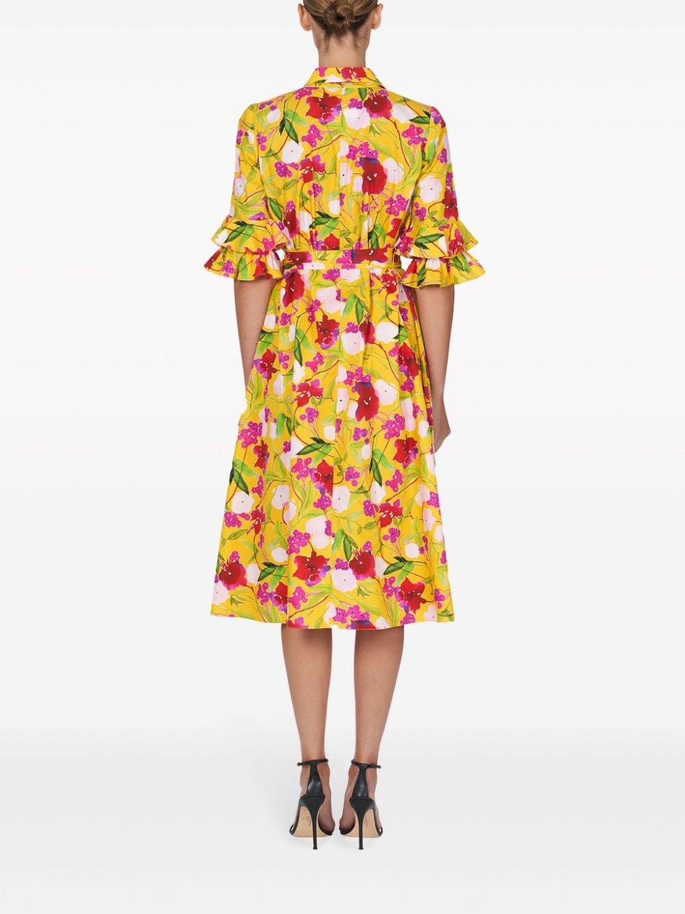 Shop Carolina Herrera Floral-print Cotton Dress In Yellow
