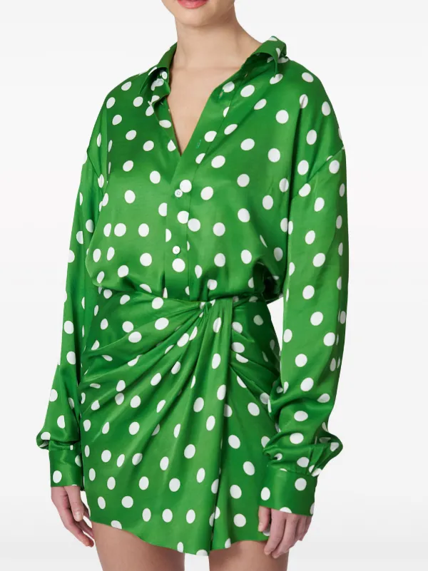 carolina herrera green polka dot dress Abercrombie & Fitch Green Satin Smocked Back Front Slit Dress- Size XL –  The Saved Collection main image 1