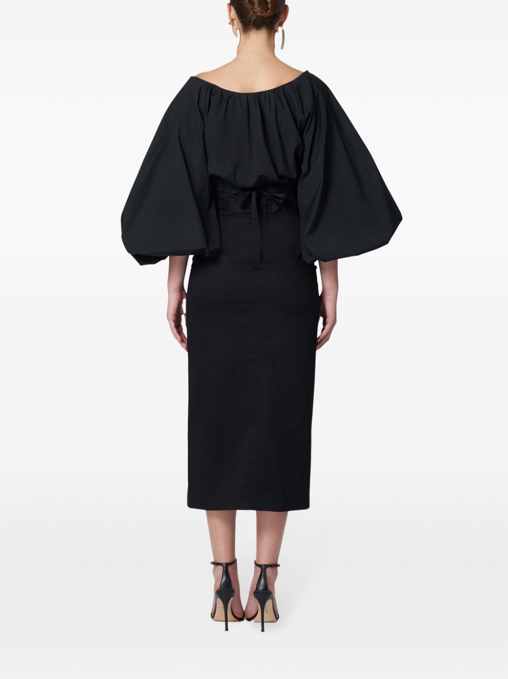 Shop Carolina Herrera Belted Pencil Cargo Midi Skirt In Black