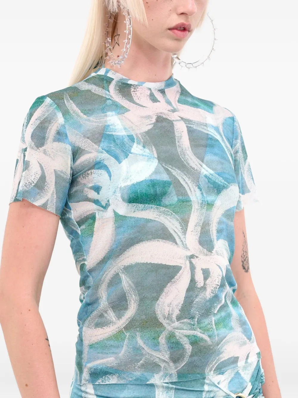Louisa Ballou T-shirt met abstracte print Blauw
