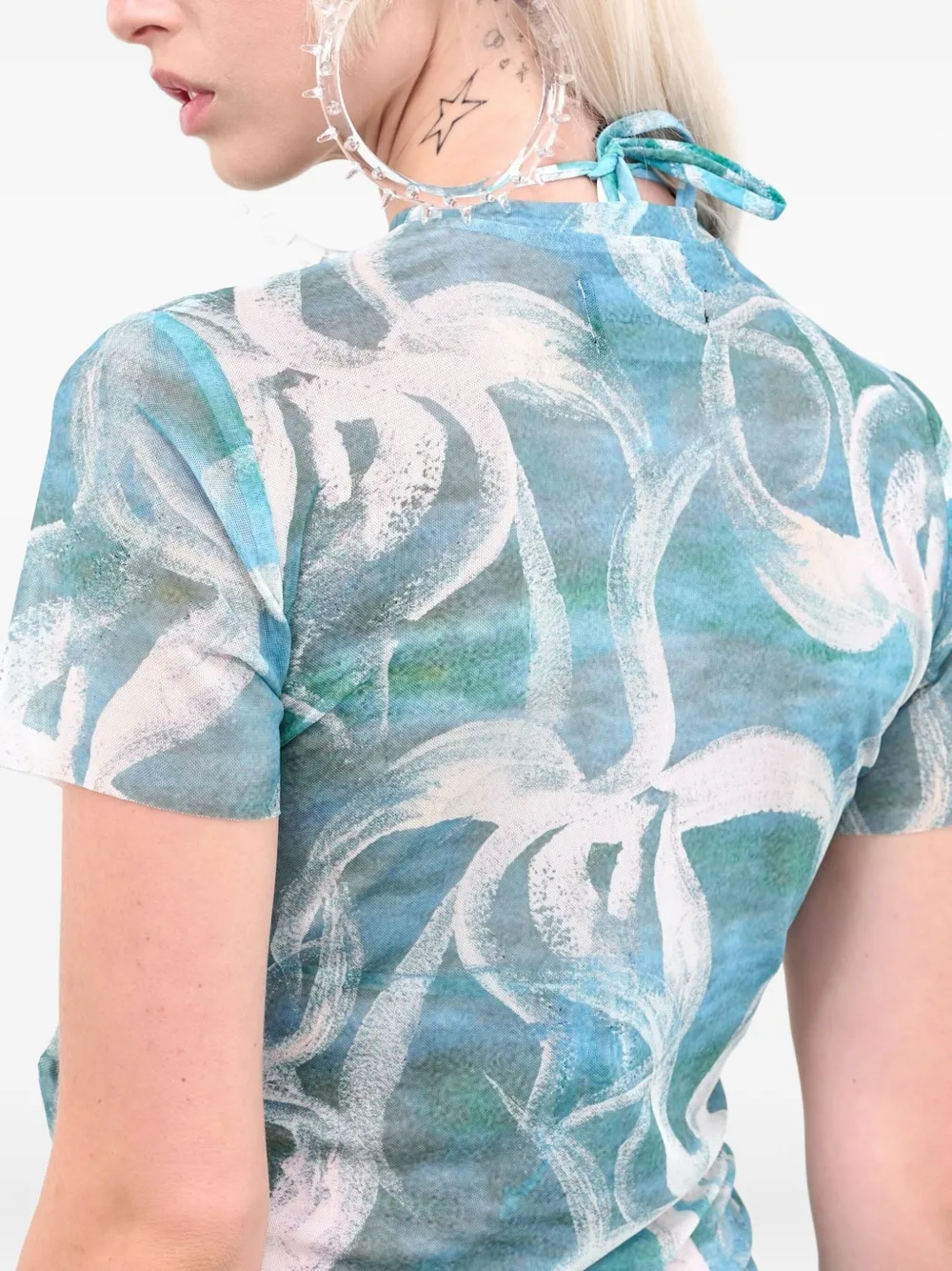 Louisa Ballou T-shirt met abstracte print Blauw