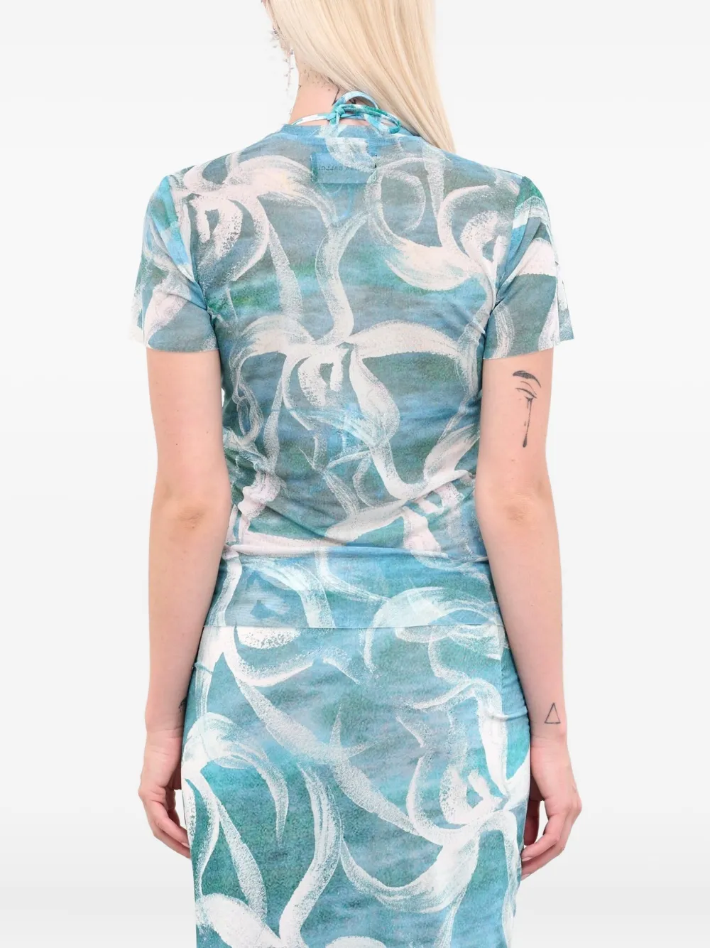 Louisa Ballou T-shirt met abstracte print Blauw