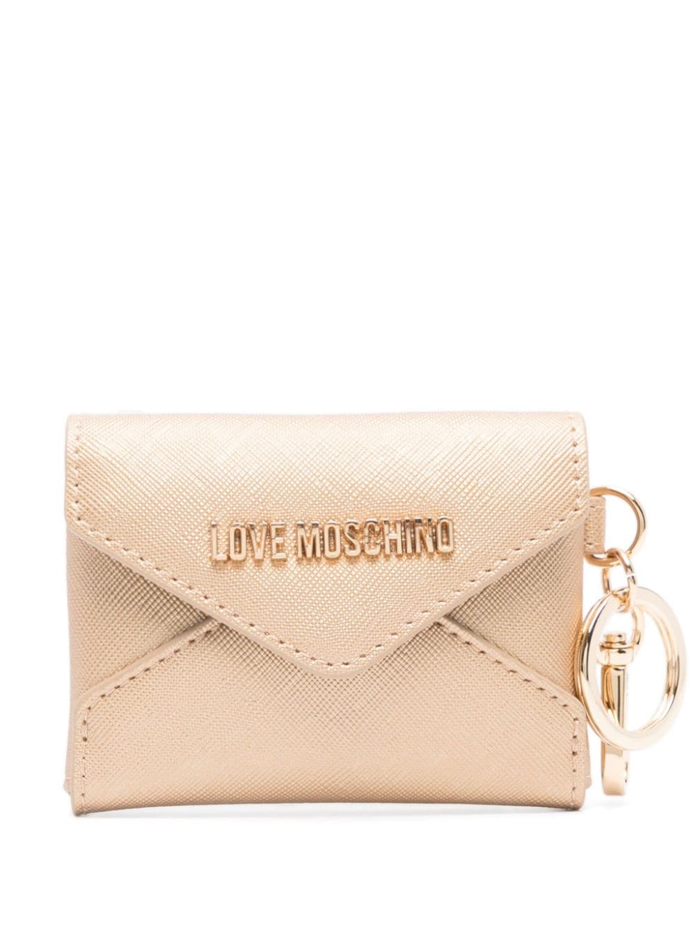 Love Moschino Logo-plaque Textured Wallet In Gold