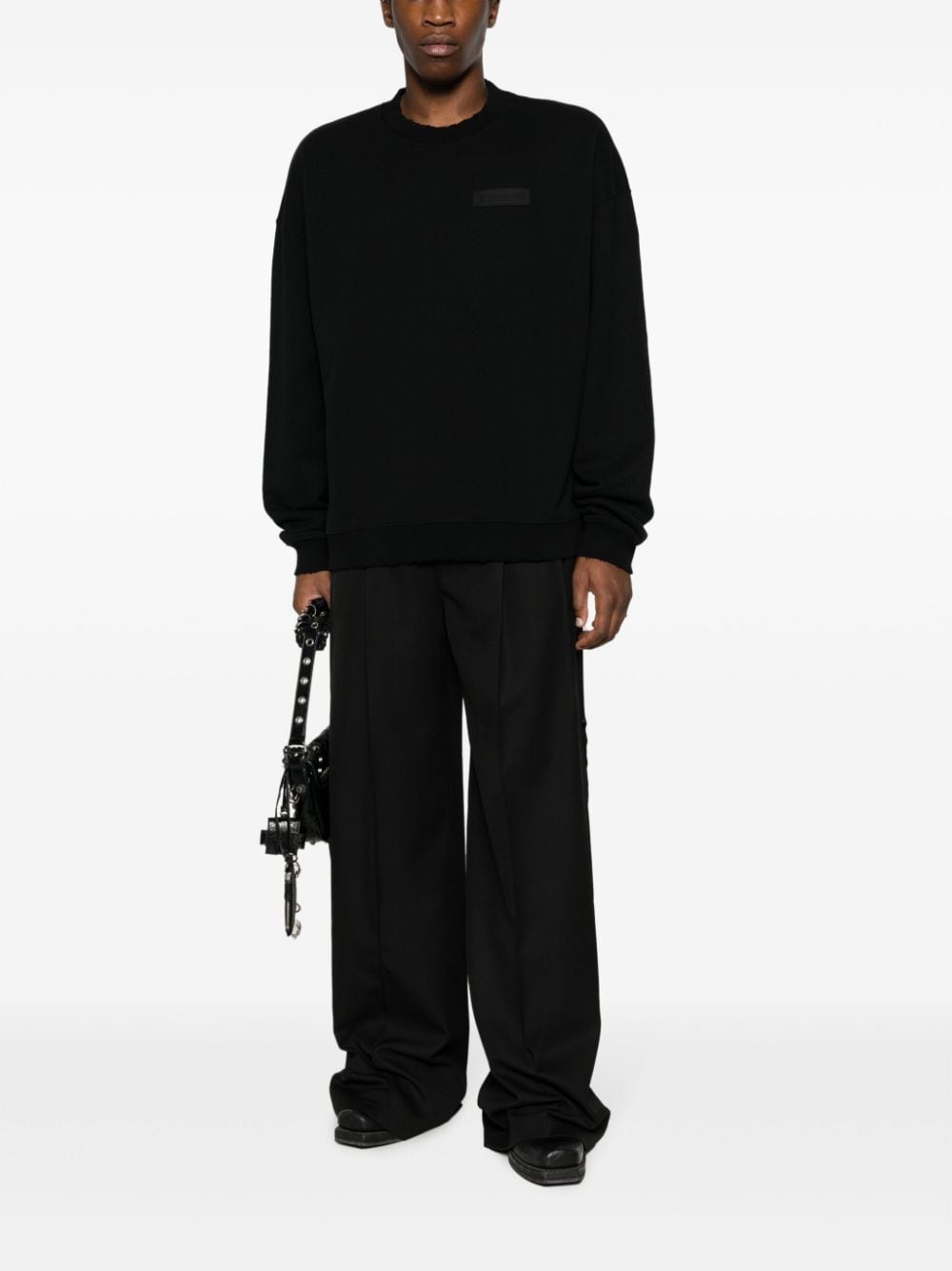 Shop Lgn Louis Gabriel Nouchi Logo-patch Crew-neck Sweatshirt In Black