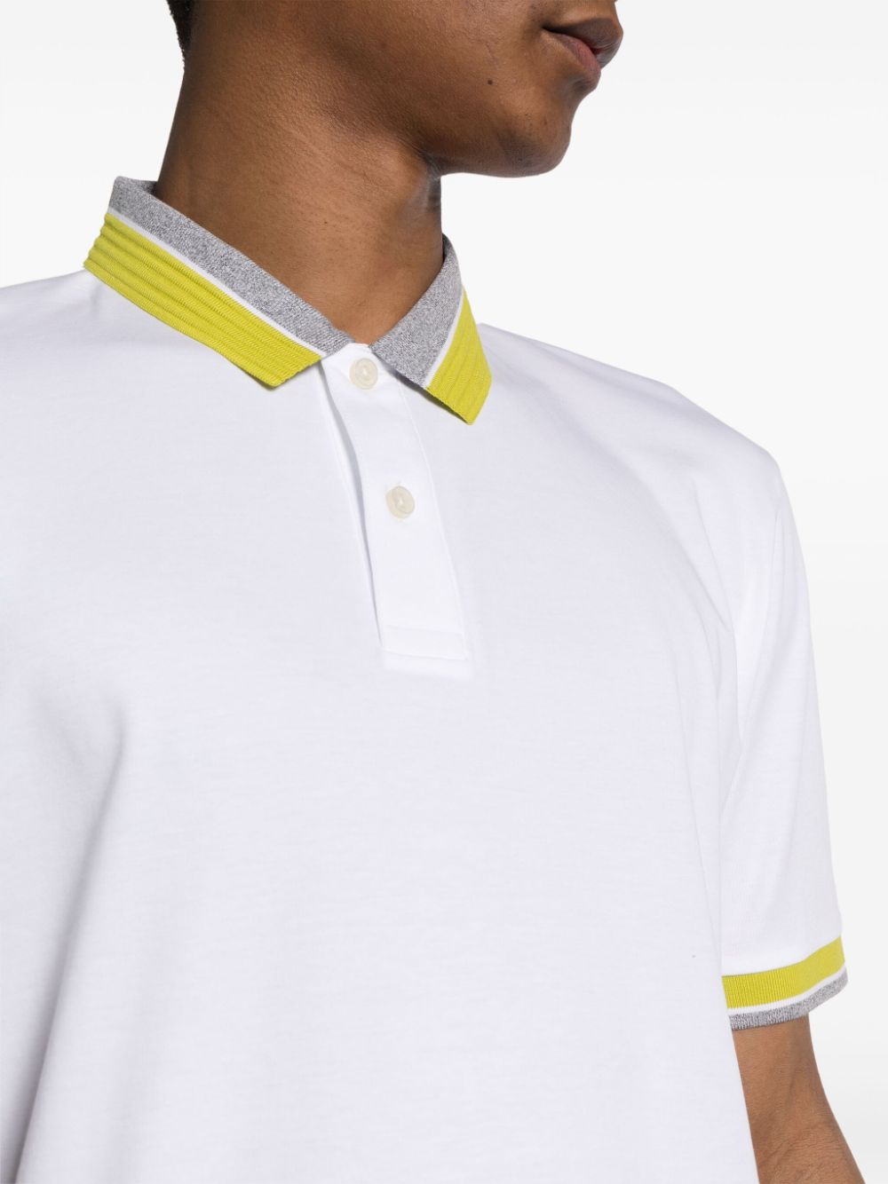 Shop Hugo Boss Contrast-collar Cotton Polo Shirt In White