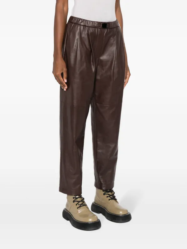 Brunello Cucinelli elasticated waist Tapered Leather Trousers