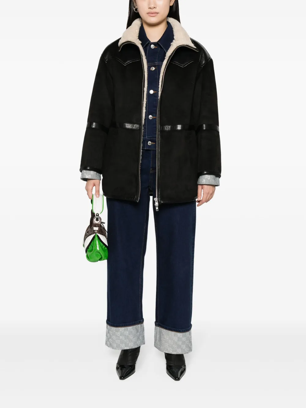 STAND STUDIO Rylee faux-shearling jacket - Zwart
