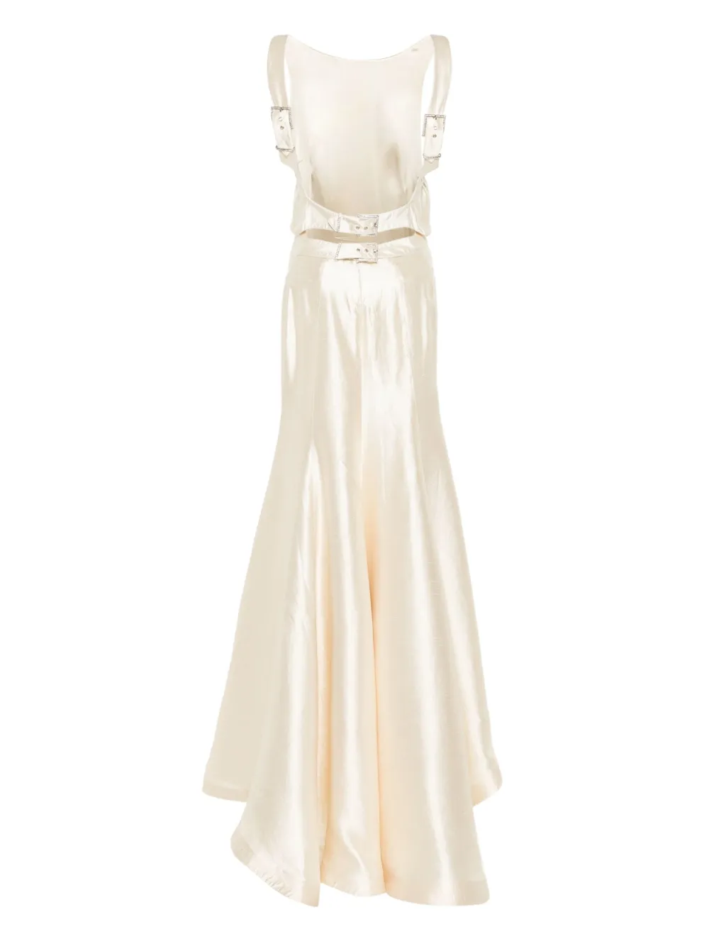 Valentino Garavani Pre-Owned 2000s zijden maxi-jurk met gespdetail - Beige