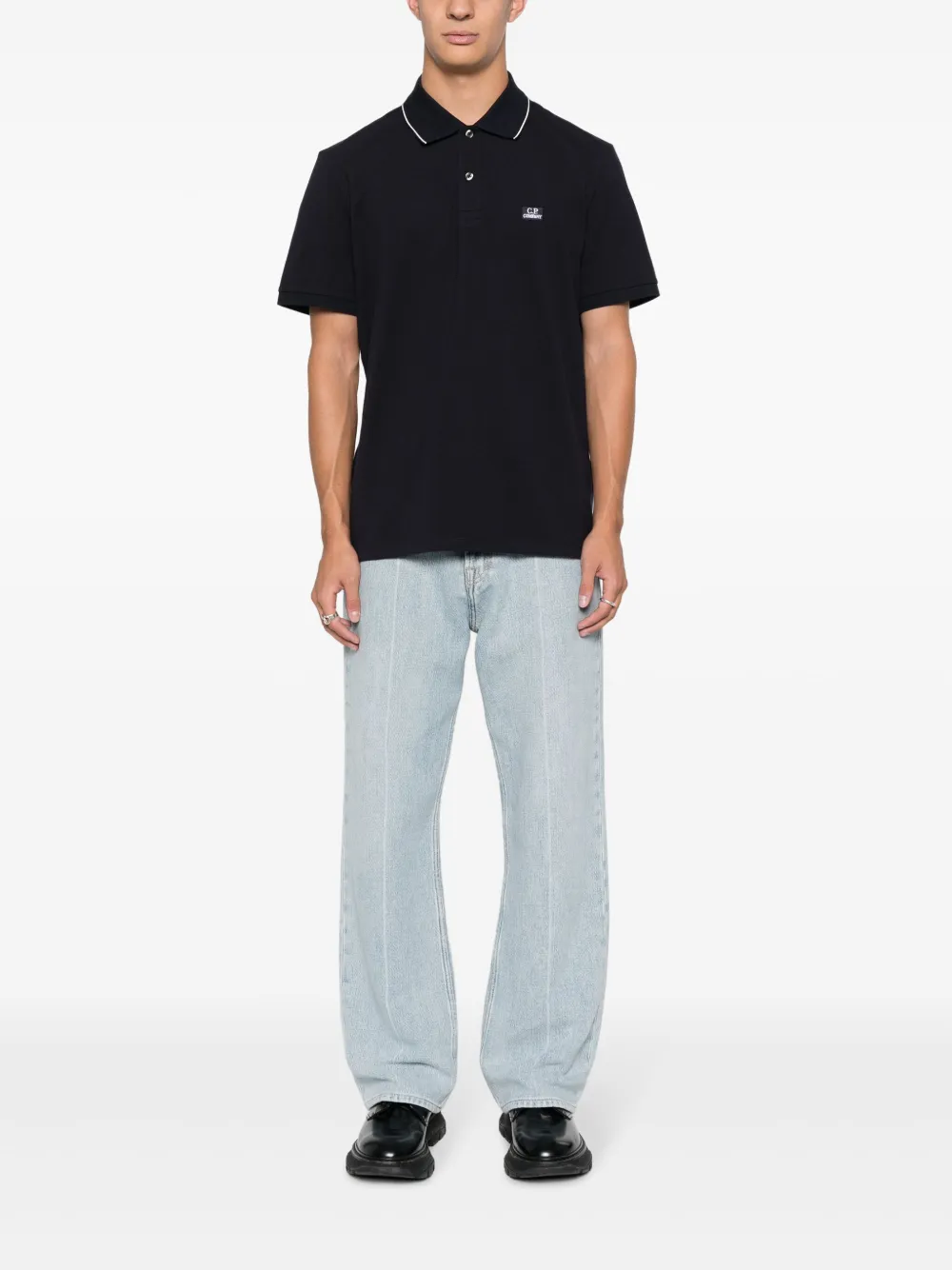 C.P. Company Poloshirt met geborduurd logo - Blauw