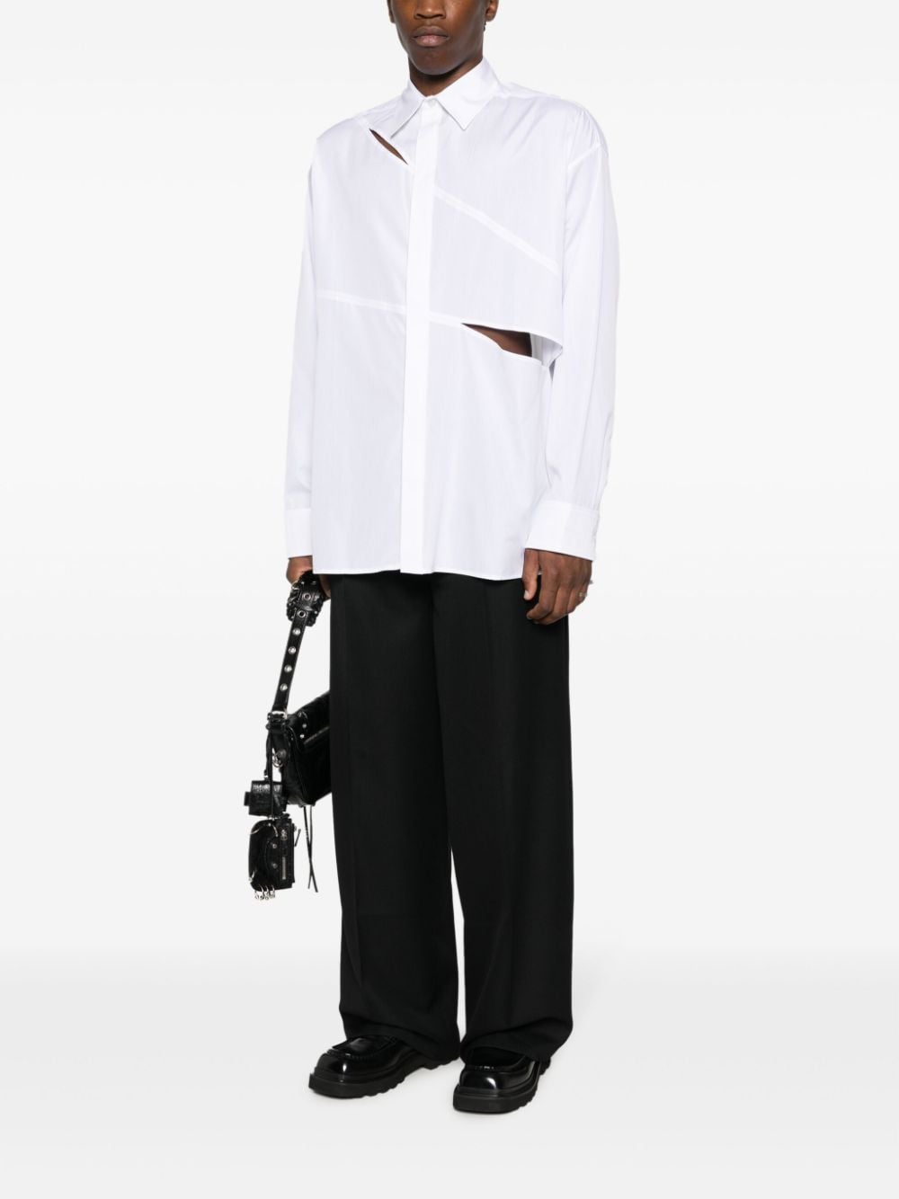 Shop Lgn Louis Gabriel Nouchi Cut-out Detailing Cotton Shirt In White