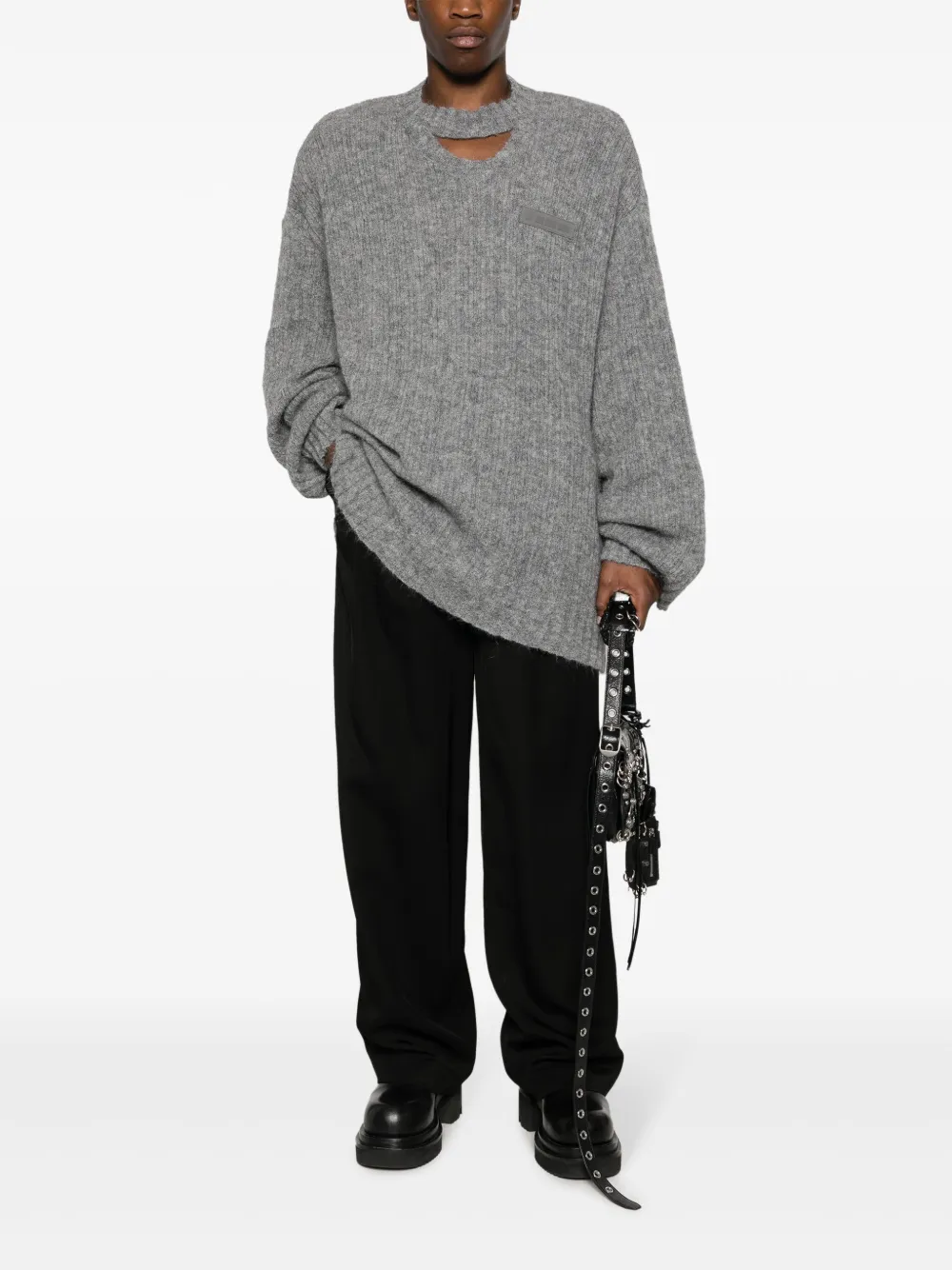 LGN LOUIS GABRIEL NOUCHI logo-patch knitted jumper - Grijs