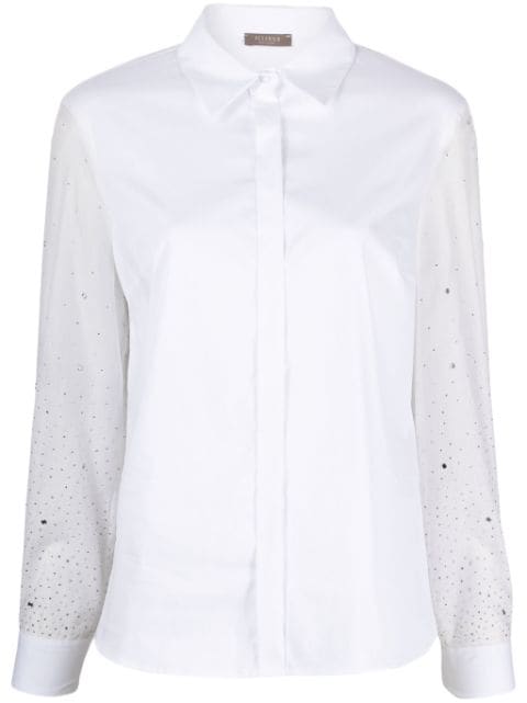 Peserico rhinestone-embellished cotton-blend shirt 