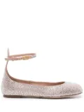 Valentino Garavani crystal-embellished leather ballerina shoes - Silver