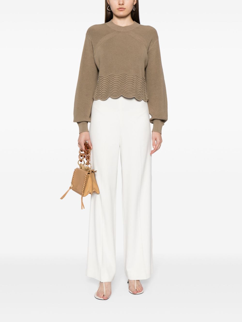 Aje Cordelia scallop cropped jumper - Bruin