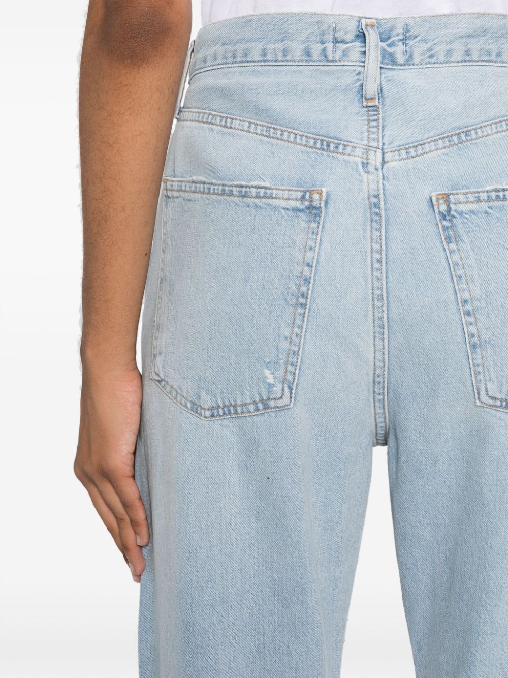 Shop Agolde High-waist Organic Cotton-blend Jeans In Blue