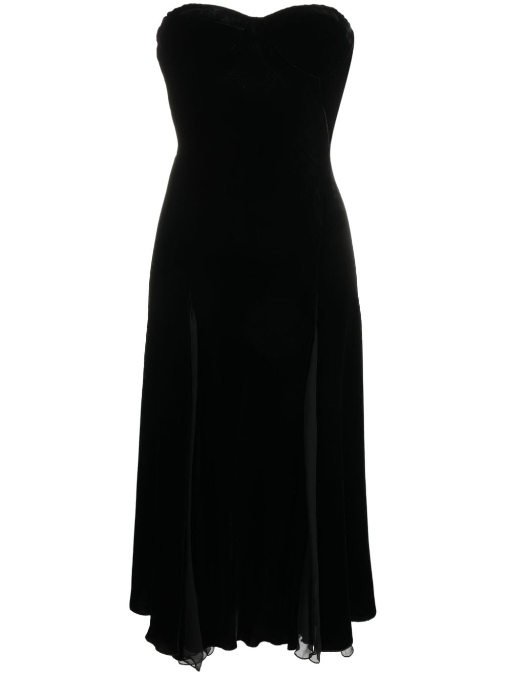 Ermanno Scervino Strapless Sweetheart-neck Midi Dress In Black