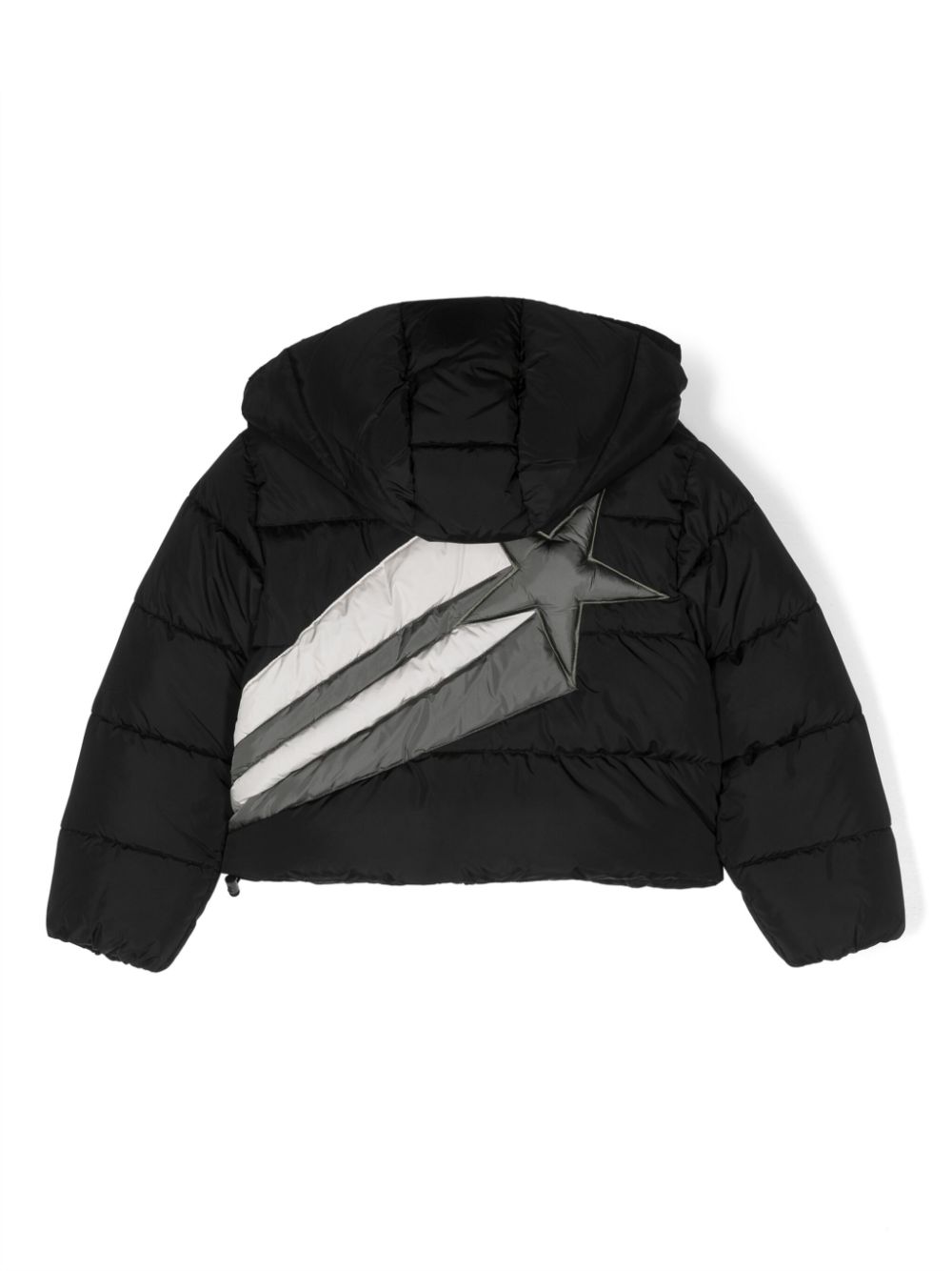 Shop Msgm Star-detailed Hooded Padded Jacket In Black