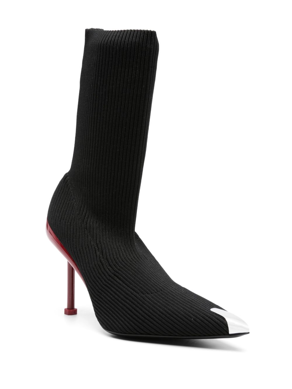Shop Alexander Mcqueen Slash Knit 90mm Ankle Boots In Black