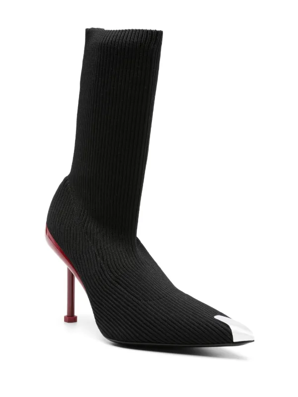 alexander mcqueen Shard アンクルブーツ ニット ブラック 黒 Alexander McQueen Slash Knit 90mm アンクルブーツ | ブラック