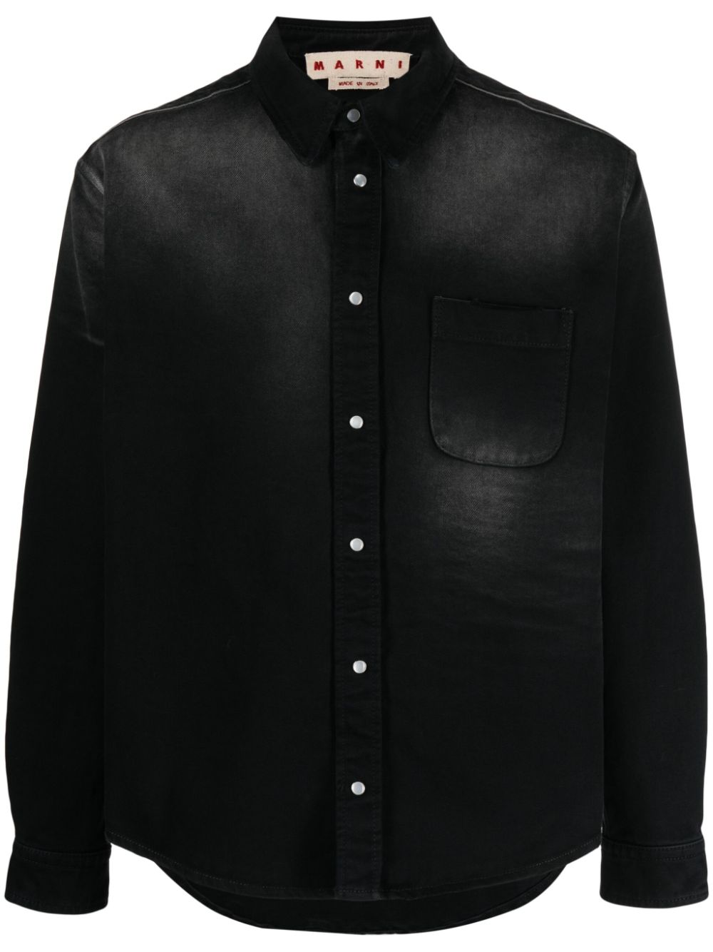Marni Faded-effect Cotton Shirt In Schwarz