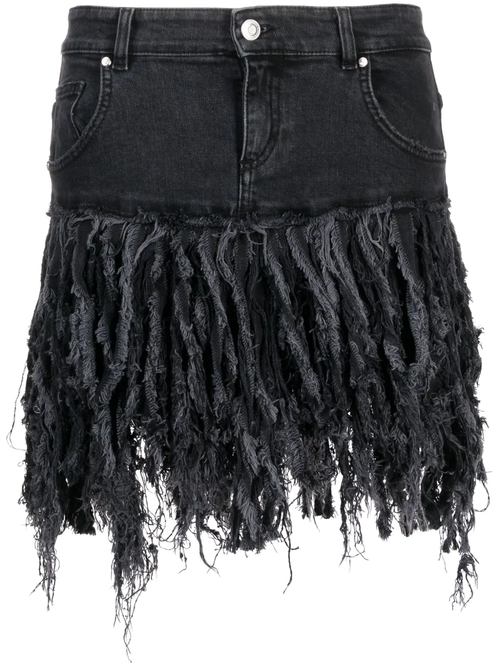 Blumarine fringed denim miniskirt | Grey | Image 1