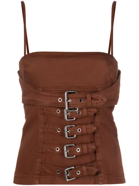 Blumarine buckle-embellished denim cami top
