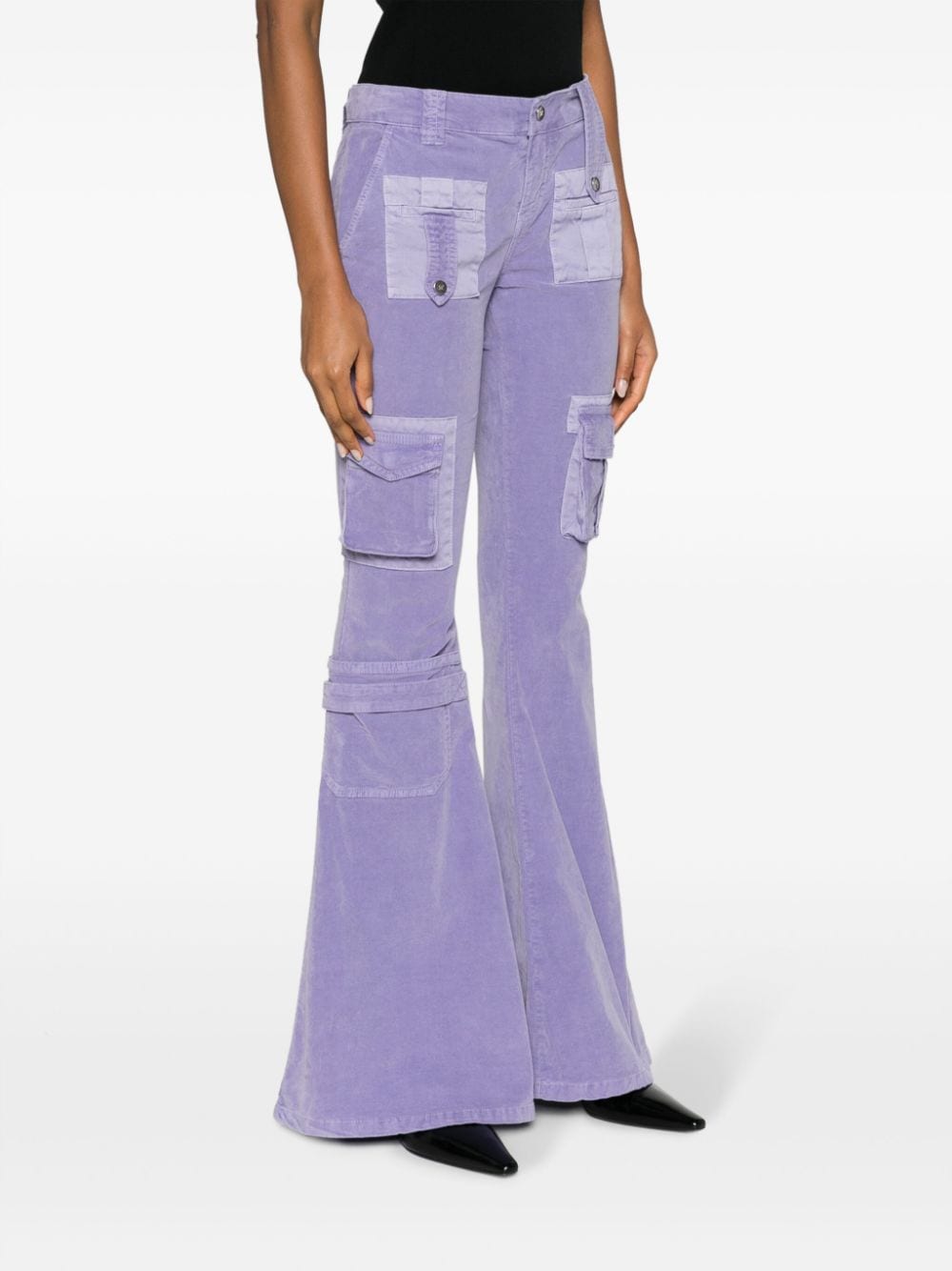 Shop Blumarine Low-waist Bootcut Cargo Trousers In Purple