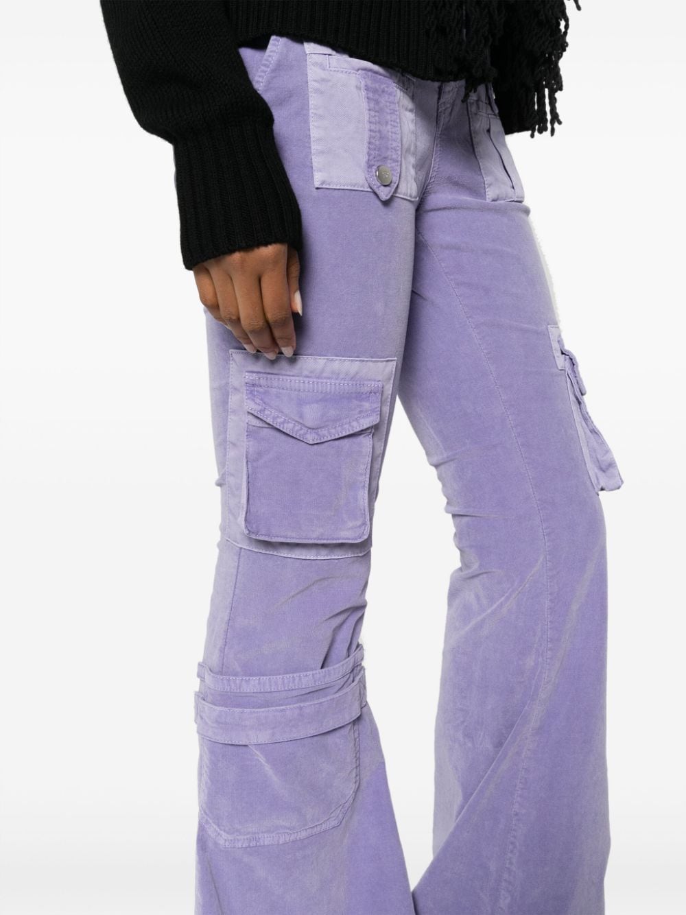 Shop Blumarine Low-waist Bootcut Cargo Trousers In Purple