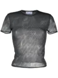 Blumarine logo-embellished mesh T-shirt - Grey