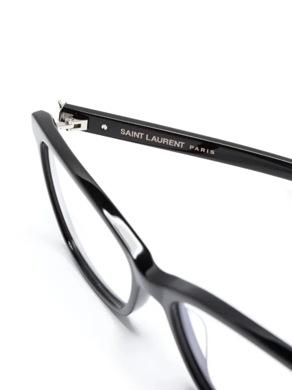 Saint Laurent Eyewear logo plaque rectangle frame Glasses Black FARFETCH AE