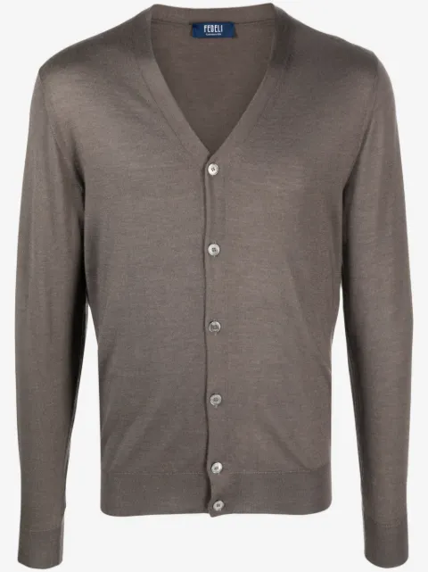 Fedeli V-neck fine-knit cardigan