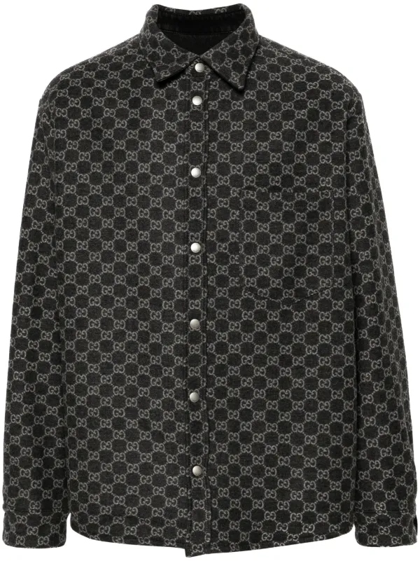 Gucci Camisa Con Motivo GG En Jacquard Negro FARFETCH DO