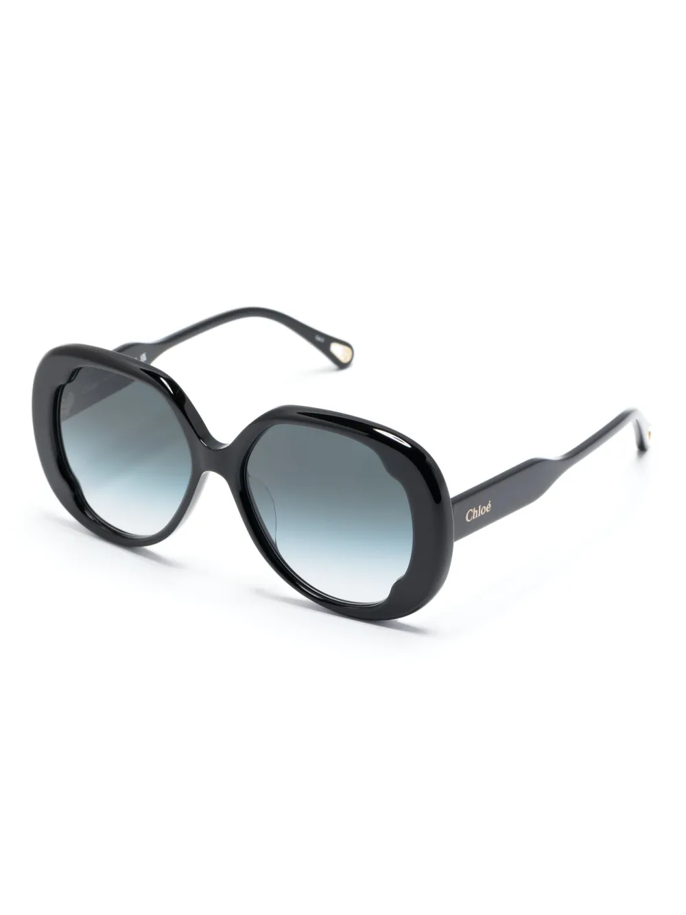 Shop Chloé Logo-lettering Oversize-frame Sunglasses In Black