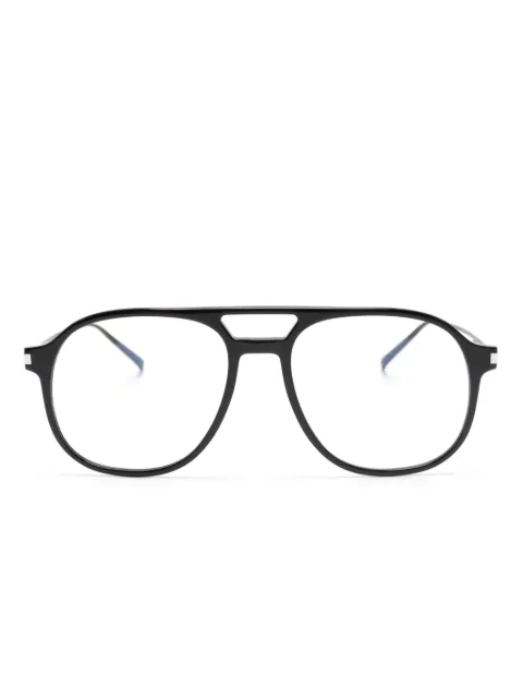 Saint Laurent Eyewear logo-debossed pilot-frame glasses