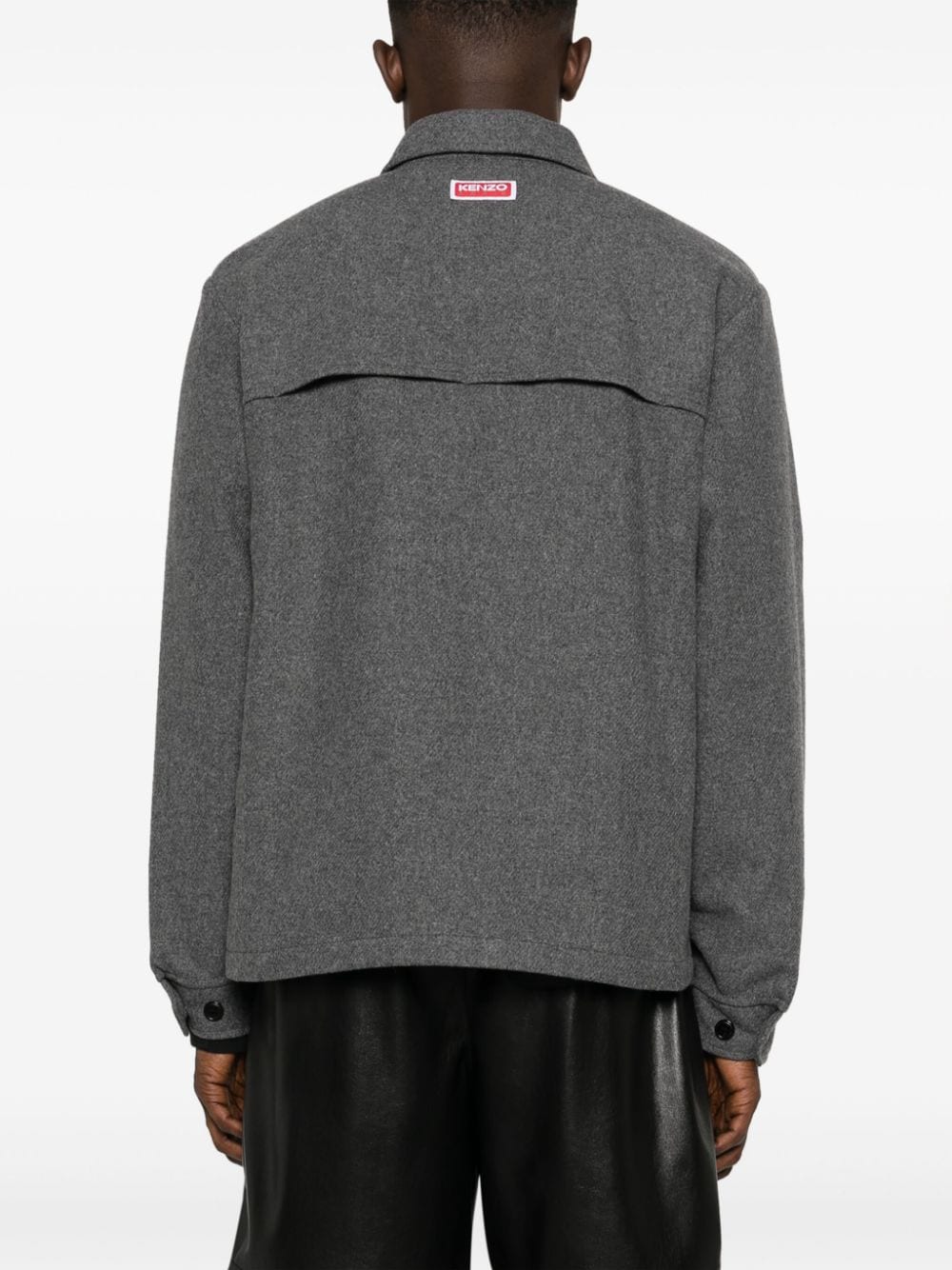 Shop Kenzo Two-pocket Shirt Jacket In Grey