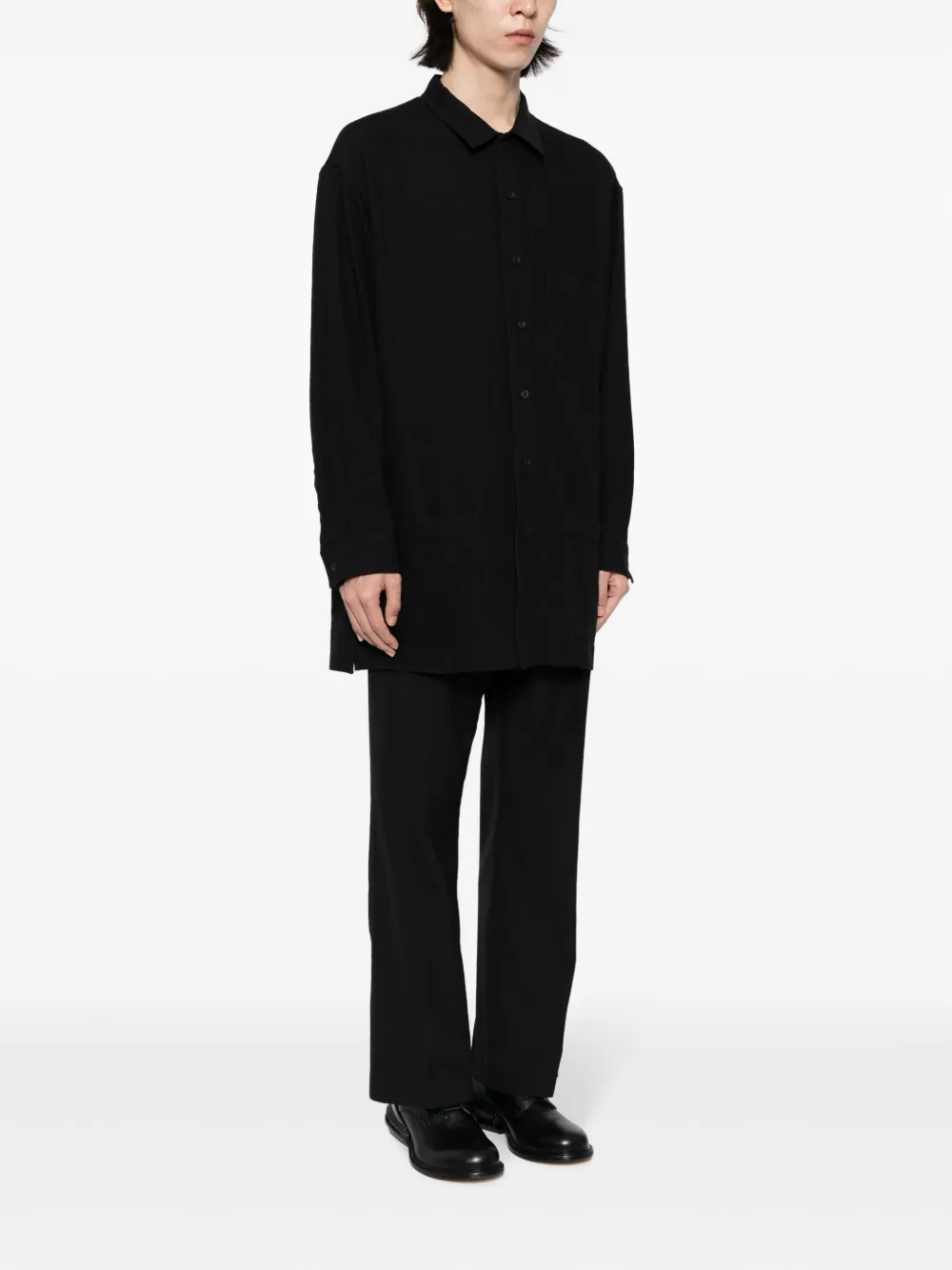 Shop Yohji Yamamoto Patch-pocket Button-down Shirt In Black