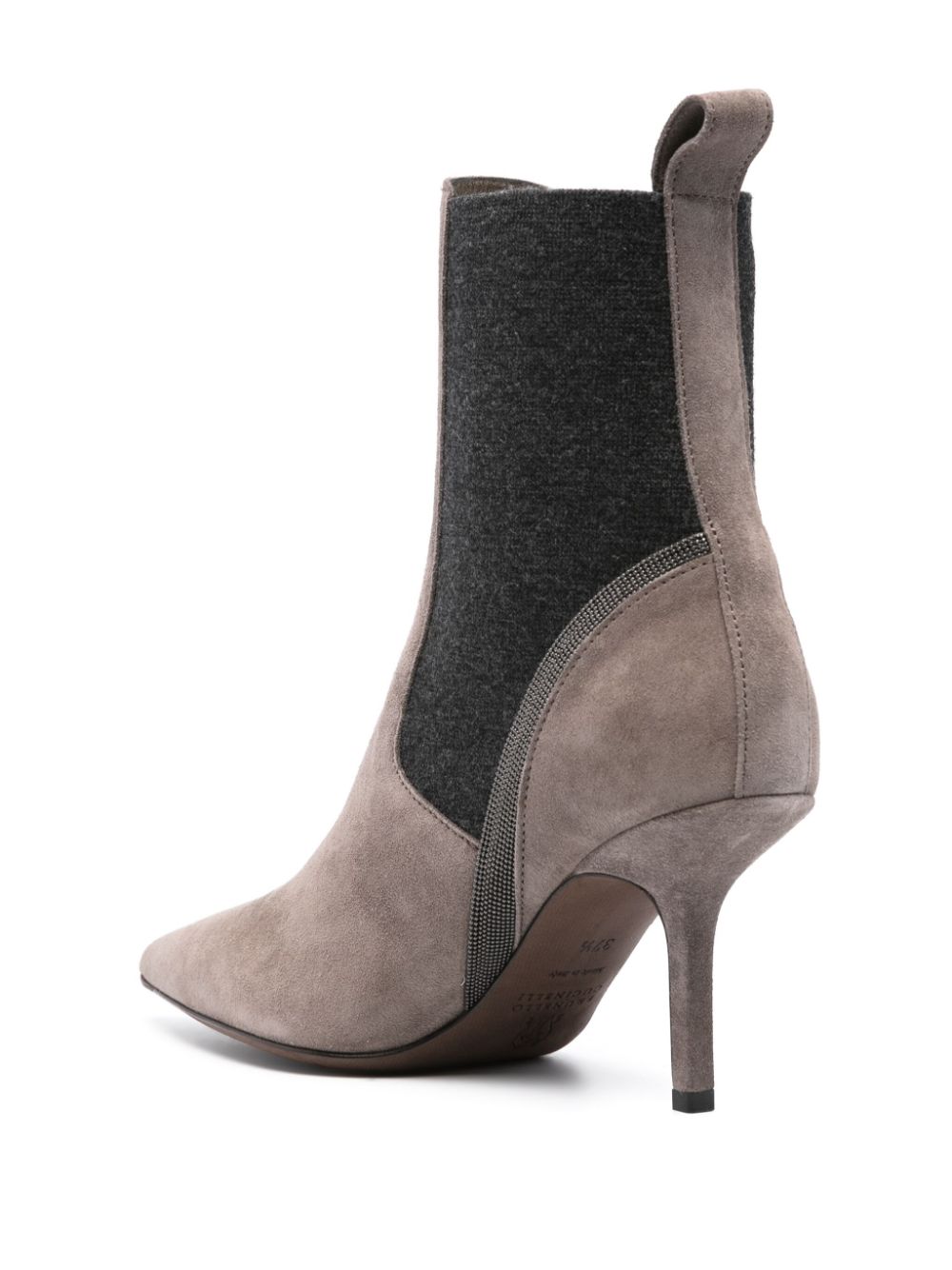 Shop Brunello Cucinelli Monili Chain-detail Leather 85mm Boots In Grey