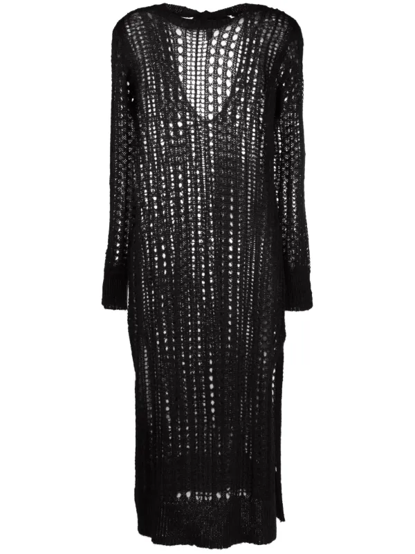 GANNI open-knit mohair-blend Dress | Blue | FARFETCH JO